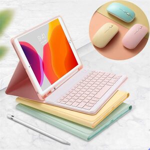 ピンク iPadMini4/Mini5 ワイヤレスマウス付き iPad Mini5 mini4 キーボードケース かわいい キャン
