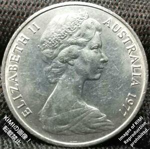 20セント硬貨　1977年　エリザベス2世　2番目の肖像画　貨幣　コイン 古銭 オーストラリア 20 Cents - Elizabeth II 2nd Portrait