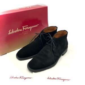 FERRAGAMO フェラガモ スエード チャッカ ブーツ ブラック 6ハーフ 良品 M11316