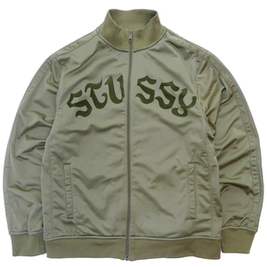 極美品 STUSSY TRACK JERSEY ステューシー トラックジャージ カーキ フロントロゴ XLサイズ