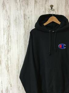 608☆【REVERSE WEAVE スウェットパーカー】Champion チャンピオン リバースウィーブ 黒 L