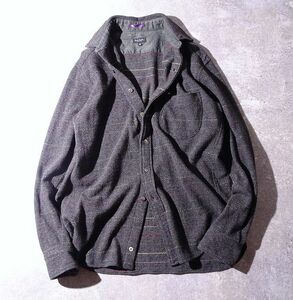 Paul Smith collection ポールスミス コレクション ドットボーダー ニット シャツ 長袖 日本製 ウール メンズ (M) グレー ●o-543