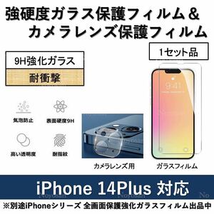 iPhone14Plus対応 強硬度ガラスフィルム&背面カメラレンズ用ガラスフィルムセット