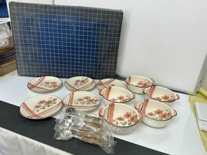 未使用 保管品 レトロ TAMAGAWA-TOKI スープ 皿 スプーン ポトフ 食器 5客 洋食器 料理 シチュー 電子レンジOK 器