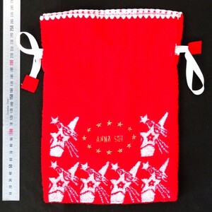 アナ スイ アナスイ ANNA SUI 巾着袋 星/スター/クリスマス・モチーフ 未使用 幅約19cm×縦約27cm ポーチ