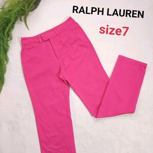 RALPH LAUREN コットン素材パンツ・ショッキングピンク 表記サイズ7 S ラルフローレン 79382