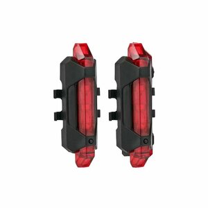 ２個 レッド 赤 自転車 LED テールライト セーフティーライト リアライト USB電池式 コンパクト 軽量 防水　自転車テールライト