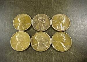 1セントコイン 1960～1969年の6枚セット S刻印 送料無料　（13017）リンカーン USA お金 貨幣 硬貨 ペニー アメリカ　　