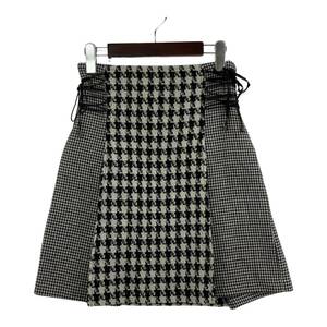 Lily Brown リリーブラウン ウール混 ガンクラブチェック スカート size0/黒×白 レディース