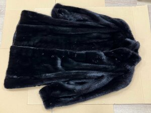 【J85830】毛皮 SAGA MINK サガミンク Superb Quality Ranched Mink 着丈:約94.5cm サイズF ブラックカラー ロングコート 現状品