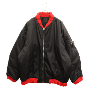 PRADA プラダ 21AW Triangular Plate Nylon Bomb Blouson 三角プレート ナイロンボンバーブルゾン ブラック/レッド SGC100 S222 1WQ8