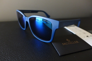 新品 即決 イタリア製 モンクレール サングラス メガネ 眼鏡 スクエア ロゴ ライトミラーレンズ ブルーグレー系