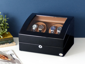 ABIES アビエス ワインディングマシーン 4本巻 ブラック×キャメル 1年保証 腕時計用ケース 収納
