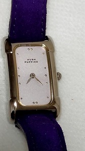 動作未確認 レディース 腕時計 ハッシュパピー HUSH PUPPIES 革ベルト パープル 香港製