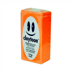 MODELING CLAY(モデリングクレイ) claytoon(クレイトーン) カラー油粘土 ネオンオレンジ 1/4bar(1/4Pound) 6個セット