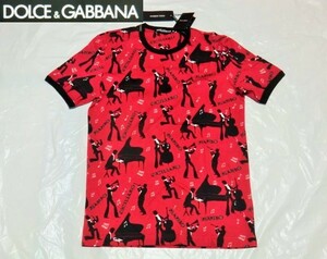 ☆新品!! DOLCE&GABBANA リッチでお洒落!!存在感抜群☆G8GX8T ちょいワル大人の今ドキ!!格上げ☆JAZZデザインTシャツ＜48＞イタリア製D&G