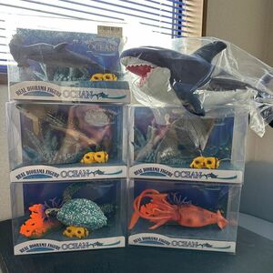 カッコいい！REAL DIORAMA FIGURE OCEANリアルジオラマフィギュア オーシャン ５体セット サメのぬいぐるみ付き 新品未開封プライズ非売品