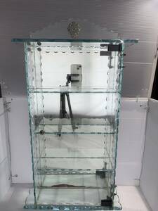 アンティーク　ガラスショーケース　ガラス棚　全面ガラス　レトロ　デザインガラス　超希少　期間限定出品　ケースヴィンテージ A0094