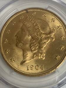 1904 アメリカ　20ドル金貨　リバティヘッドダブルイーグル　PCGS MS64 趣味のコイン　金地金　インフレ対策　資産防衛