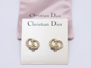 【極美品】1円 Christian Dior イヤリング CD ロゴ ストーン クリスチャン ディオール ヴィンテージ アクセサリー レア 付属品付き 