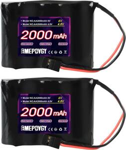 6V EMEPOVGY 6V ニッケル水素 バッテリー 2000mAh Ni-MH 平型 充電式 Hitec / BBL2 プラグ