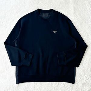 1円〜【未使用級】プラダ PRADA スウェット シャツ テクニカルコットン 三角ロゴ プレート 22AW UJL30A RFID対応 M相当 メンズ レディース