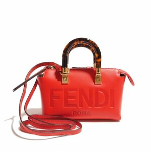 B9552P　▼FENDI フェンディ▼　新品同様 22AW バイザウェイ ミニ ショルダーバッグ レッド / 2way ハンドバッグ 赤 rb mks