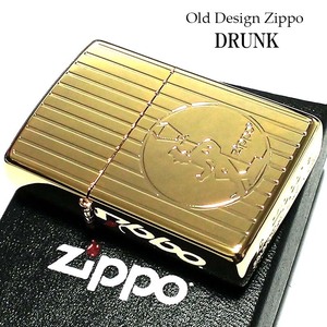 ZIPPO ドランク ジッポ ライター オールドデザイン かわいい 酔っ払いおじさん ゴールド かっこいい 金タンク 両面加工 おしゃれ ギフト