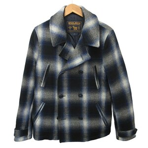 ウールリッチ WOOLRICH JOHN RICH＆BROS.×ジェイクルー JCREW 希少モデル 美品 オンブレチェック Pコート ジャケット 青 ブルー S STK