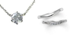 婚約 ネックレス 結婚指輪 3セット ダイヤモンド プラチナ 0.5カラット 鑑定書付 0.50ct Fカラー SI2クラス 3EXカット GIA