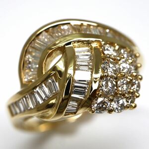 豪華!!◆K18 天然ダイヤモンドリング◆A● 約4.7g 16号 0.35ct 0.64ct diamond ジュエリー ring 指輪 ED9/ED9