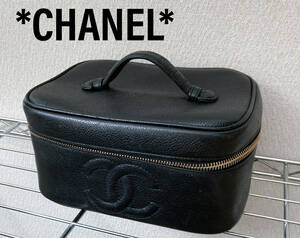 CHANEL シャネル　シャネル　バニティ　バッグ　ポーチ　キャビアスキン　 ヴィンテージ　デカココ　ココマーク　黒　ブラック　ポーチ