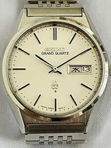 〇L61 SEIKO GRAND QUARTZ セイコー グランドクォーツ 4843-8110 メンズ腕時計 白文字盤 デイデイト シルバーカラー 