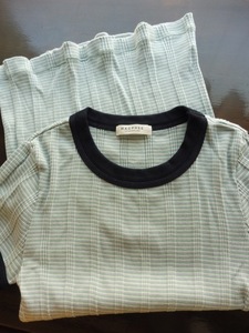 MACPHEE マカフィー トゥモローランド　コットン Tシャツ　ペパーミントグリーンxパープルの縞　美品 