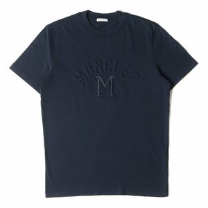 MONCLER モンクレール Tシャツ サイズ:M 23SS エンボス ロゴ ナイロン ワッペン クルーネック SS TSHIRT I10918C00027 8390T ネイビー