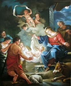 油絵 ジャン・バティスト・マリー・ピエールの名作_キリストの降誕 MA669