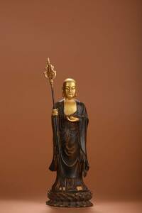 【典藏*銅製流金*地藏王像*仏像】藏傳仏像 古佛像 置物 中国古玩