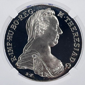 「オーストリアの母」『PF69C 高鑑定』 1780年 オーストリア ターラー 銀貨 マリア テレジア NGC リストライク プルーフ 女帝 パプスブルク