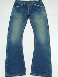 美品AKMxWRANGLERラングラー別注[BandyLeggedLiningDenimPants]Mネル裏バナナブーツカットUsed加工ボアポケット