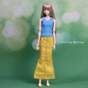 人形服msdr-24-178 黄色いロング丈 タイトスカートとブルータンクトップ（momoko/ジェニー/MISAKIなど1/6人形用）