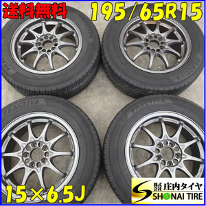 夏4本SET 会社宛 送料無料 195/65R15×6.5J 91S ヨコハマ PRACTIVA RAYS ボルクレーシング CE28 鍛造 アルミ プリウス ウィッシュ NO,E2779