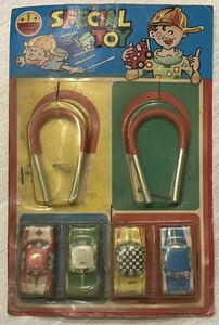昭和おもちゃ　タケウチ　スペシャルトイ　磁石と自動車　パッケージ約11.2×17×1.3cm 未開封