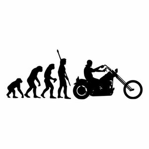 アメリカンバイク　オートバイ　クルーザー　人類の進化　人類進化論　自動車　ボディ　ウィンドウ　クーラーボックス　貼付　ステッカーL