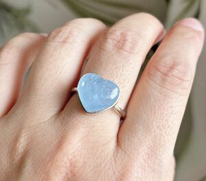 【天然石】モスアクアマリンのリング指輪(番号A3634）
