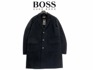 19万新品◆50=L◆BOSSヒューゴボス ウール リラックスフィットシングルコート アウタージャケット 濃紺 1円