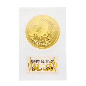天皇陛下御即位記念 10万円金貨幣 平成2年 純金 記念コイン K24ゴールド ユニセックス 中古 美品