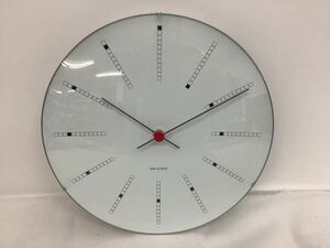 ◯営TK047-A12m80 【埼玉発】ARNE JACOBSEN アルネ・ヤコブセン Wall Clock Bankers 290mm[壁掛け時計 スイープ デンマーク 動作確認済み