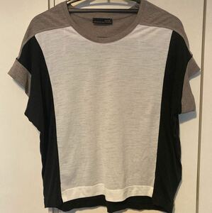 ZARA トップス　白×黒×ベージュ　XSサイズ