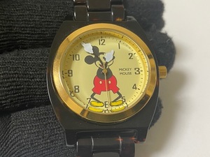 Disney ディズニー ミッキーマウス デザイン 文字盤 ベージュ 腕時計 展示未使用品