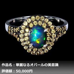 【1円新品】イケゾエガレ｜2.50ct 天然ブラックオパール&サファイア K14WG仕上リング 19号｜作家モノ｜本物保証｜NGL鑑別対応